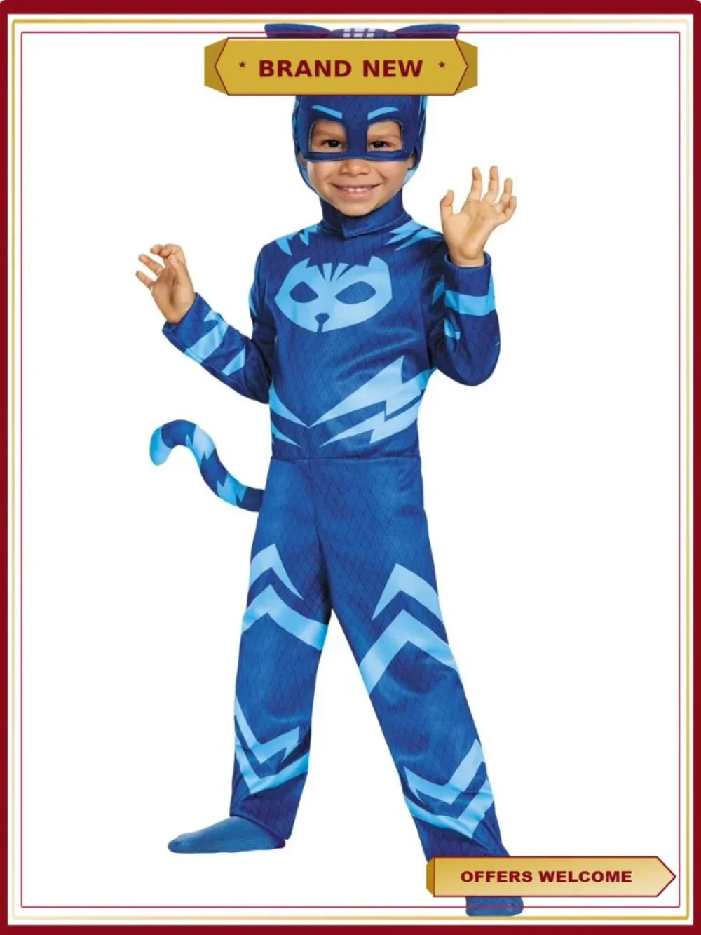 Disguise Toddler Boys Deluxe PJ Masks Catboy Jumpsuit Costume Size 2T